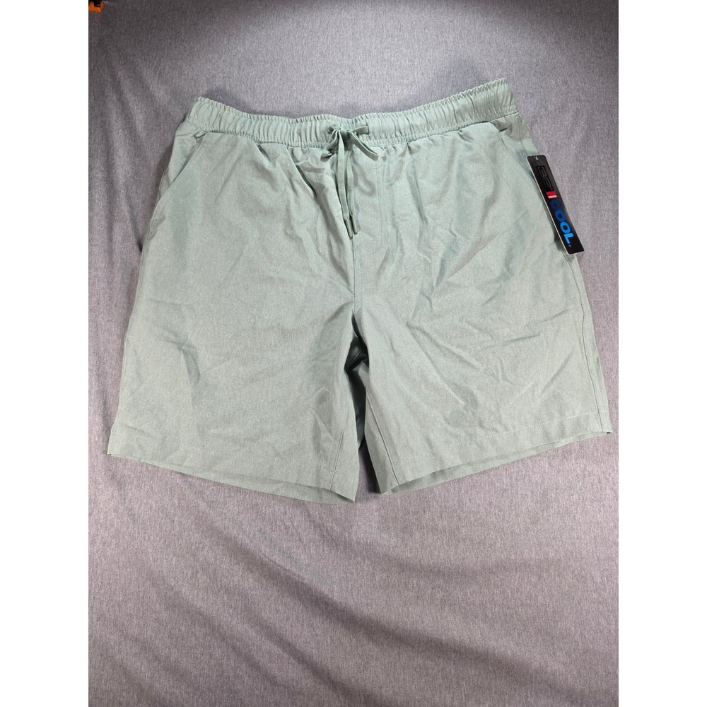 32 Degrees Cool Mens Performance Shorts Sage Green Stretch Drawstring T2211453